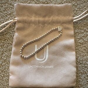 Uncommon James Silver Beaded Bracelet with Heart Charm